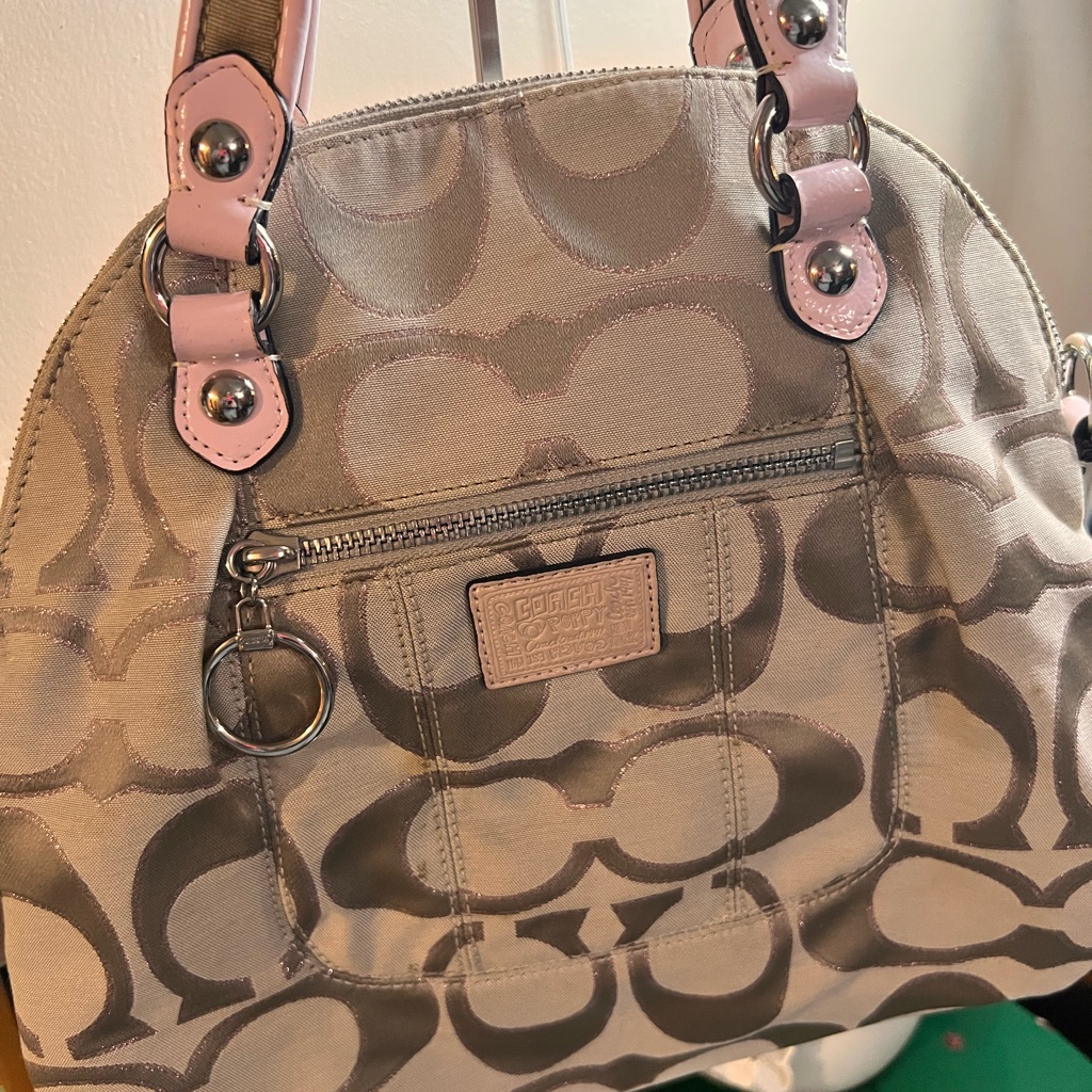 Coach Poppy Metallic Signature Sateen Foldover Crossbody